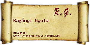 Ragányi Gyula névjegykártya